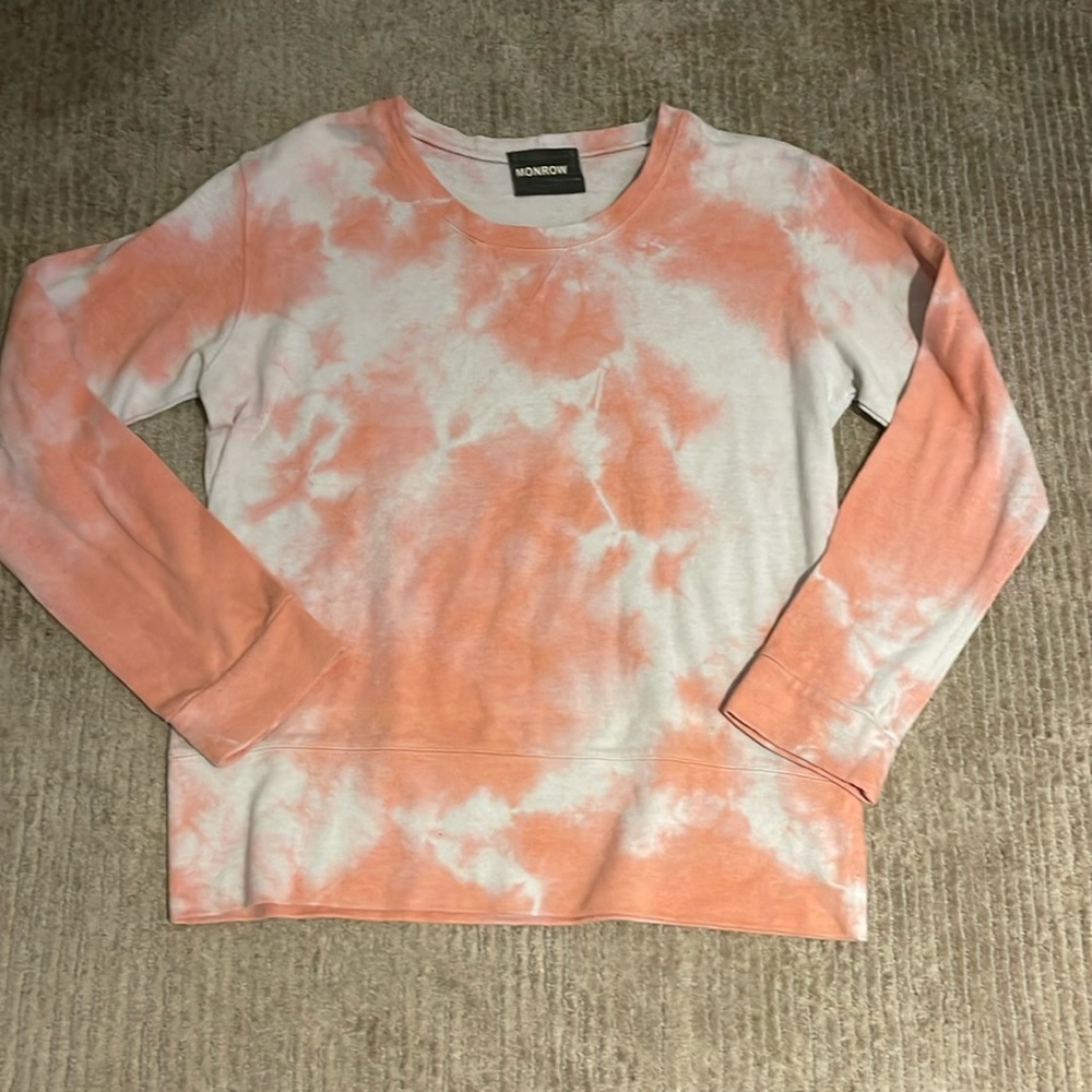 Monrow tie dye coral sweatshirt